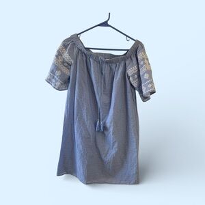 Old Navy light blue tunic top with off the shoulder, 100% lightweight cotton